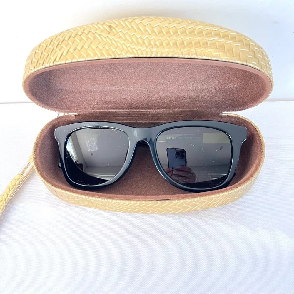 ETRO ET632S 010 Black Cat Eye Style Lenses Black Neon Green Frame Sunglasses